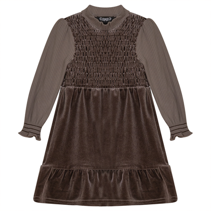 Long Smocked Dress Cocoa Taupe
