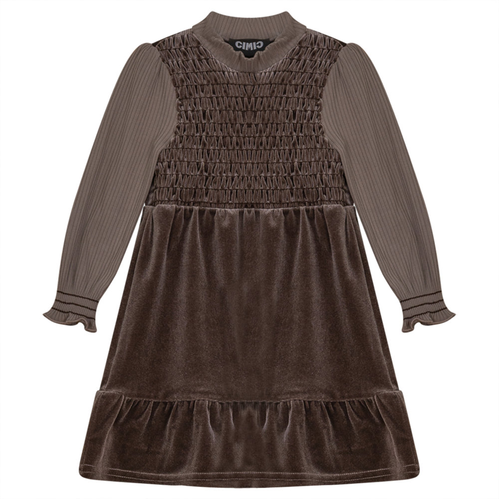 Long Smocked Dress Cocoa Taupe
