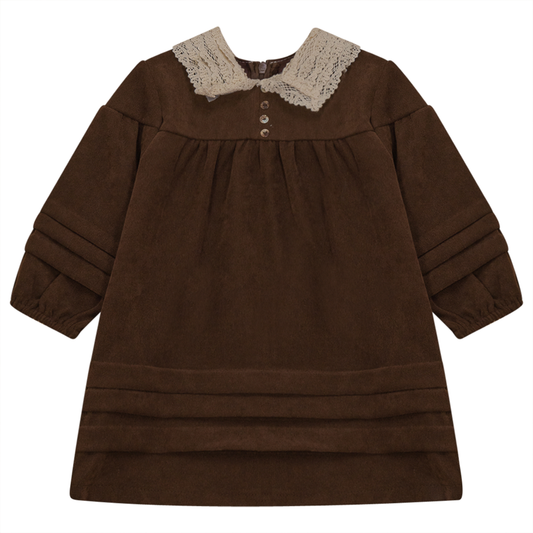 Lace Collar Dress Coffee