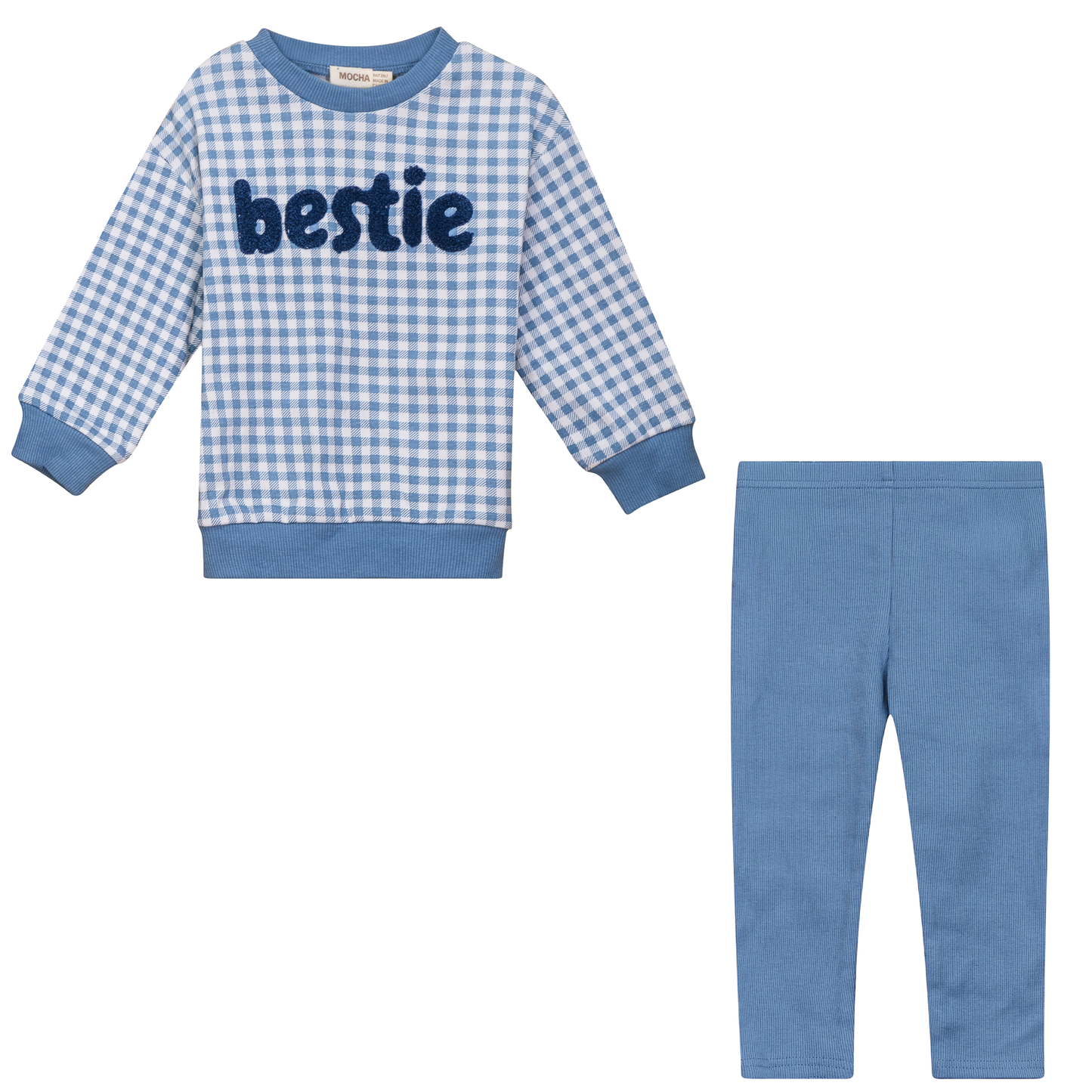 Checkered Mini Bestie 2Pc Set Blue White
