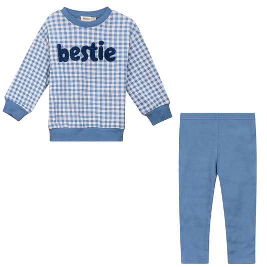 Checkered Mini Bestie 2Pc Set Blue White