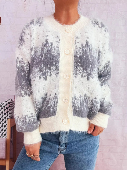 Ribbed Hem Button Up Cardigan