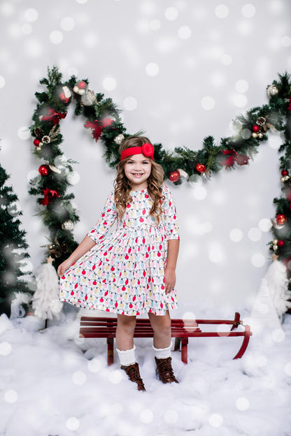Merry & Bright 3/4 Sleeve Pocket Twirl Dress