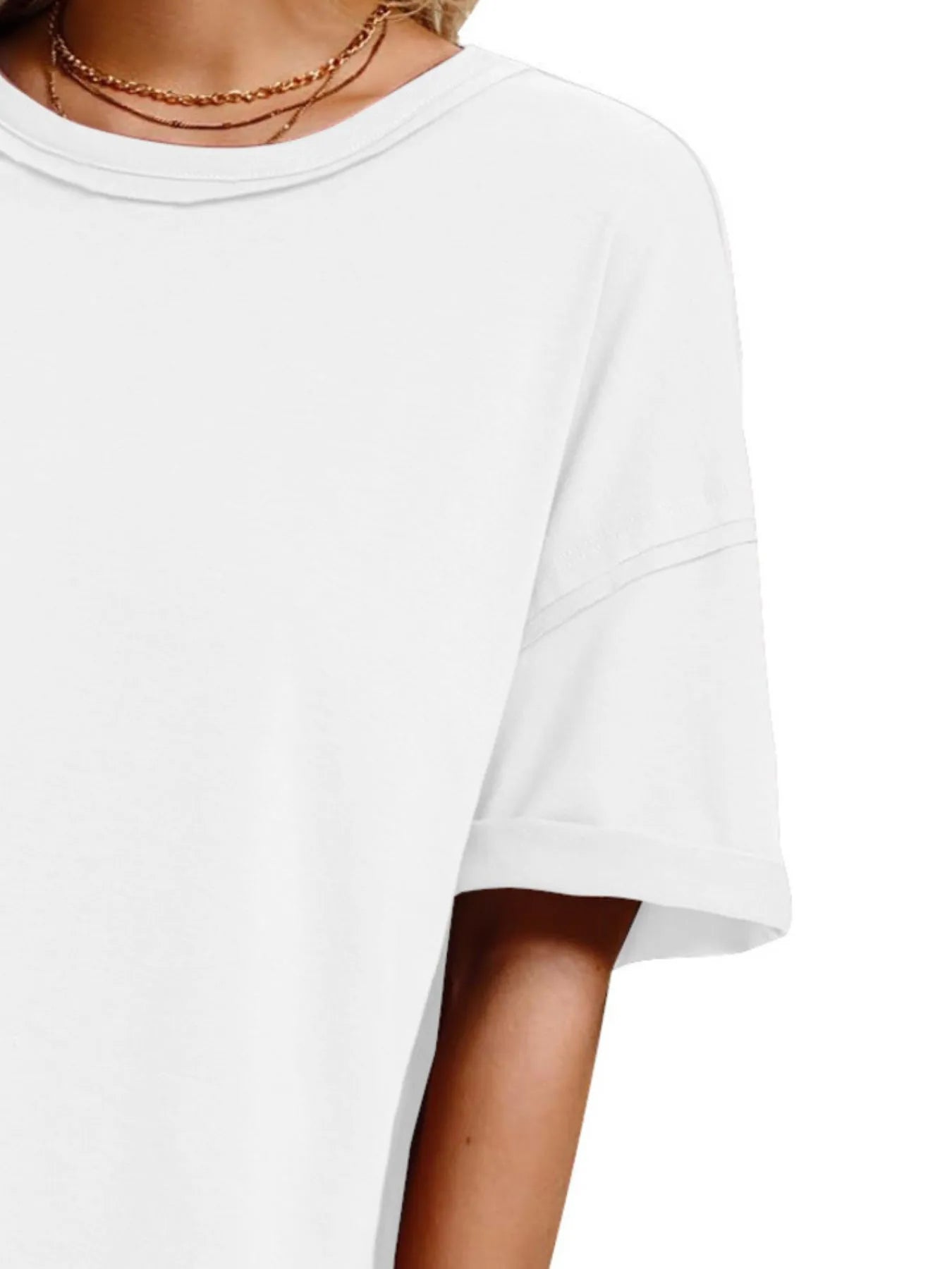 Full Size Oversized Drop Shoulder Side Slit T-Shirt Plus Size