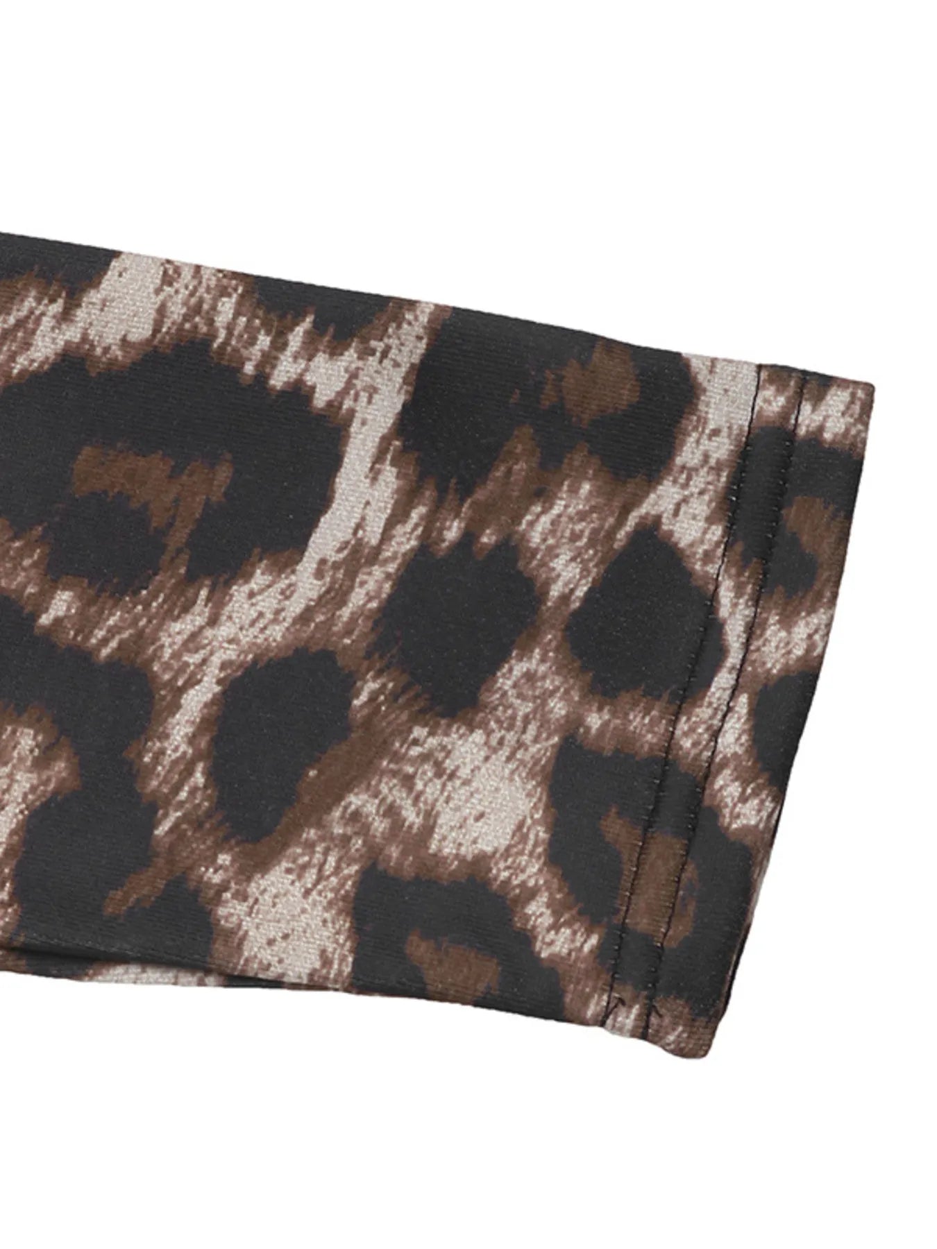 Leopard Print Sleeve Quarter Snap Sweatshirt