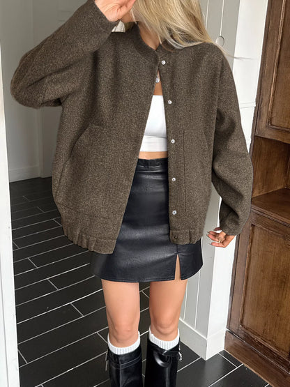 Snap Down Dropped Shoulder Jacket