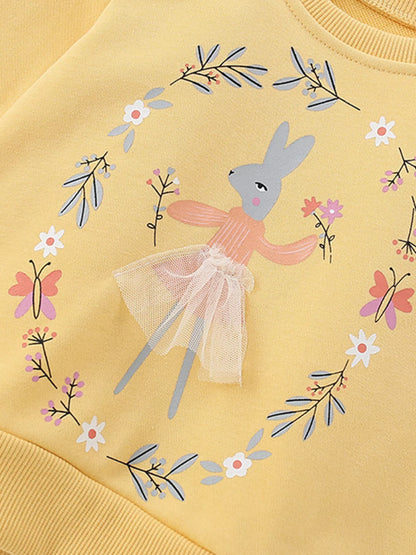 Children's Bunny Graphic Sweatshirt and Leggings Set