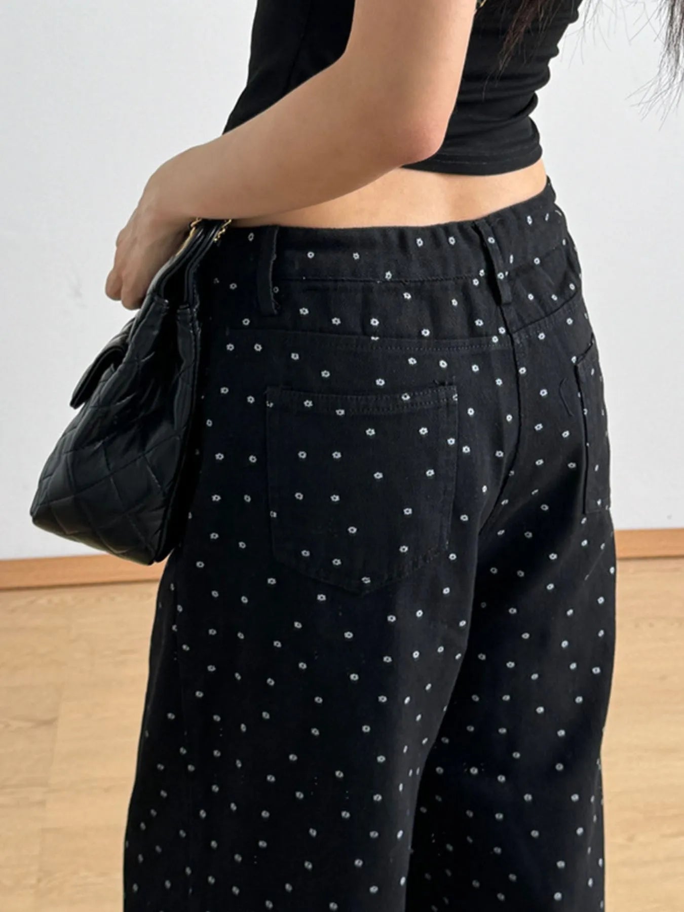 Polka Dot Wide Leg Drawstring Pants