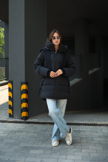 Double-hooded Insulated Bio-Down Coat