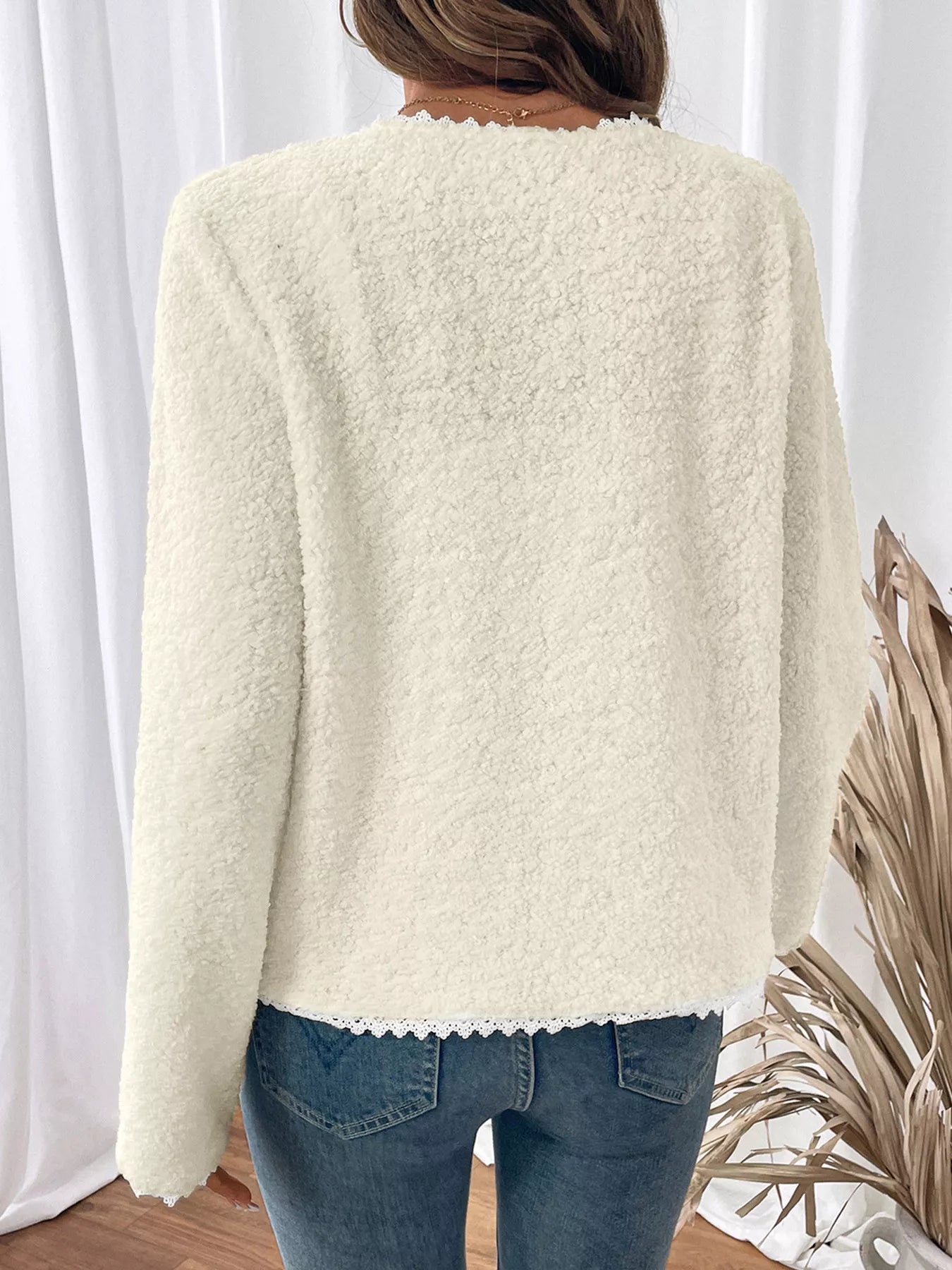 Lace Detail Button Up Long Sleeve Outerwear