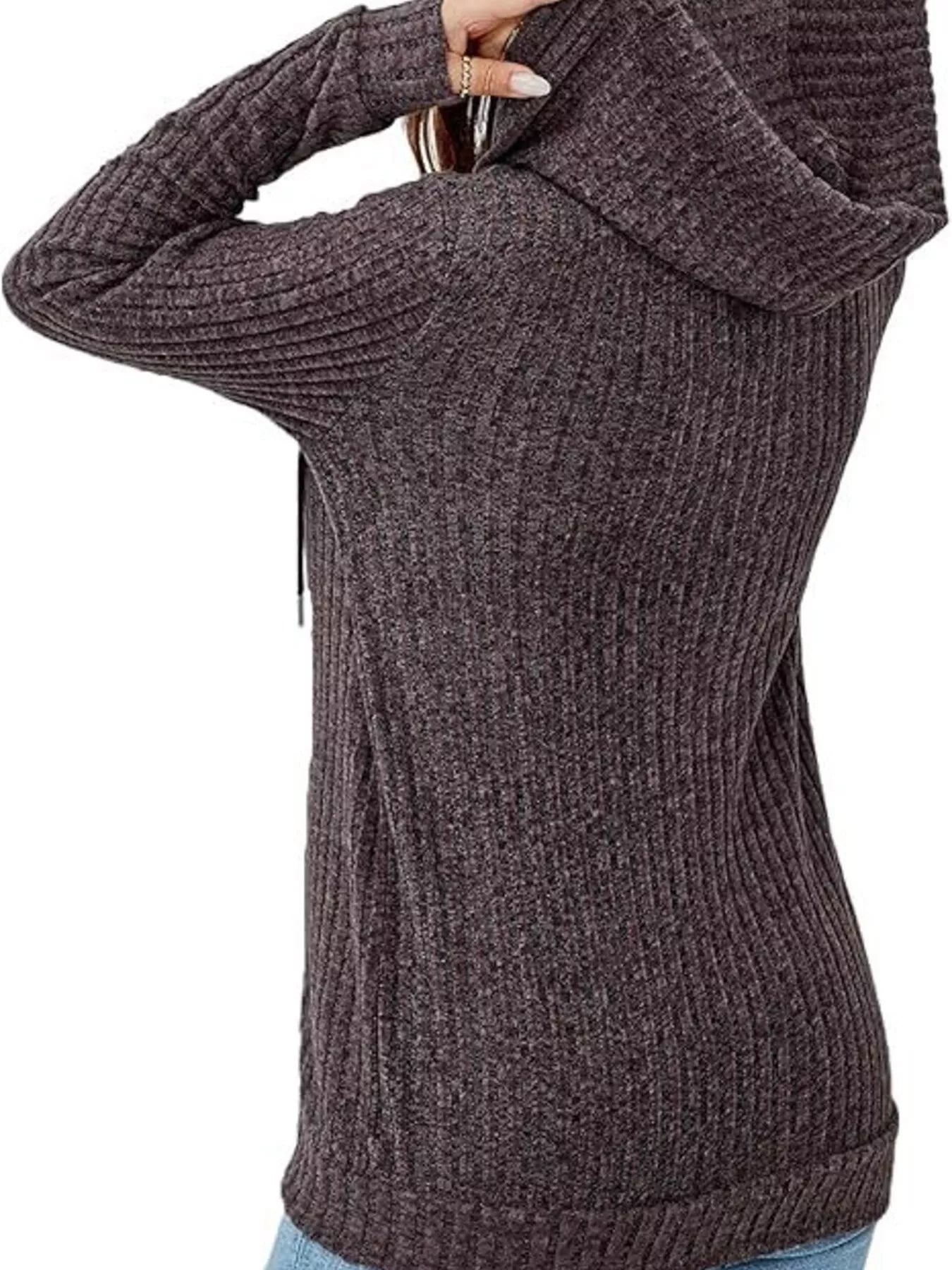 Ribbed Zip Up Hooded Outerwear