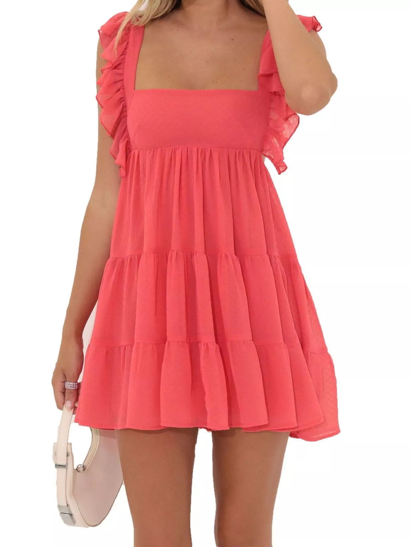 Ruffled Square Neck Tiered Dress