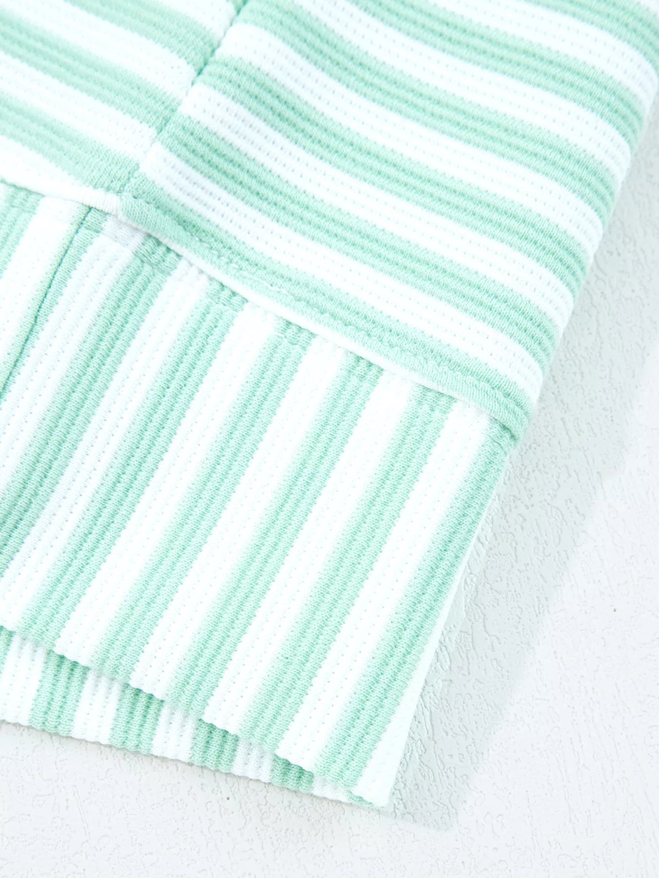 Stripe Quarter Zip Collar Long Sleeve Top