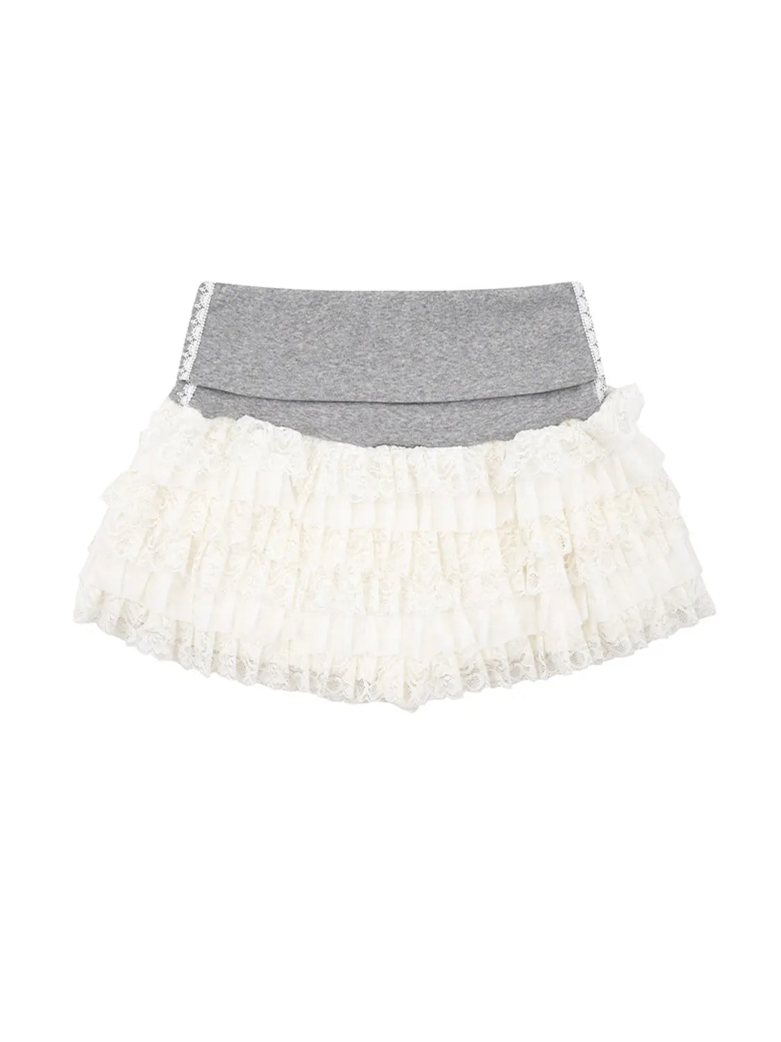 Layered Tulle Mini Skirt with Contrast Waistband