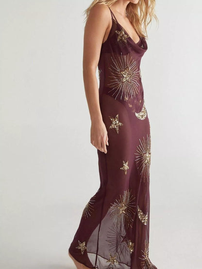 Cowl Neck Maxi Cami Dress