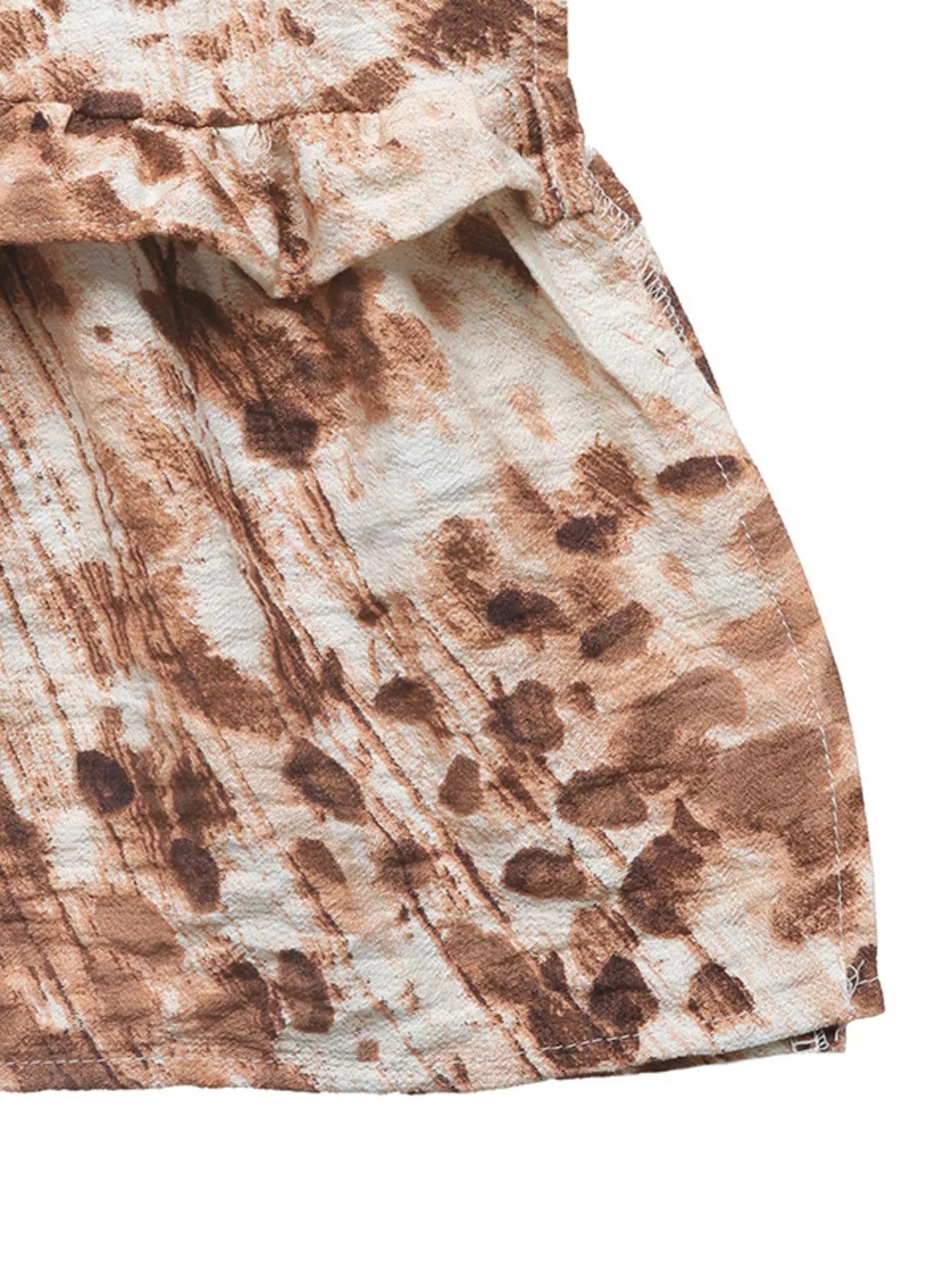 Ruffled V-Neck Balloon Sleeve Dress