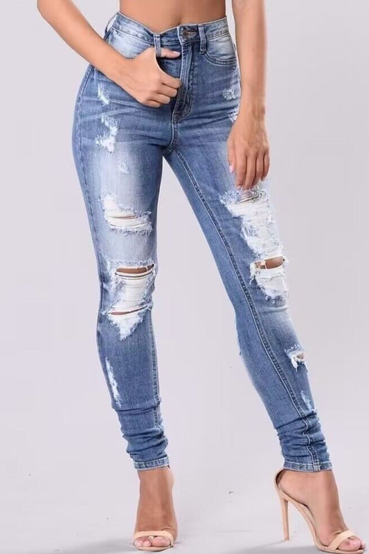 Full Size Distressed Skinny Jeans Plus Size Light