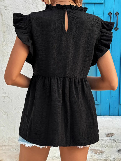 Ruffled Cap Sleeve Blouse