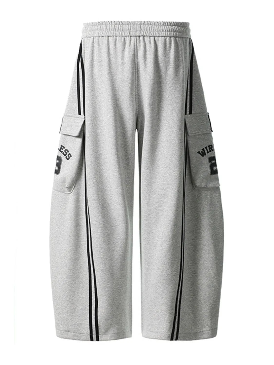 Drawstring Side Striped Wide Leg Pants