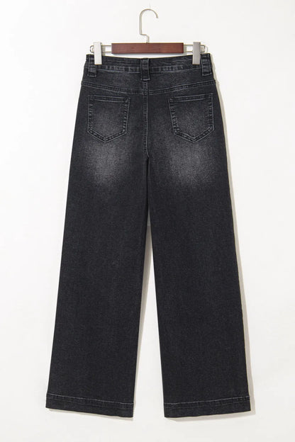Wide Leg Pocketed High Waist Jeans