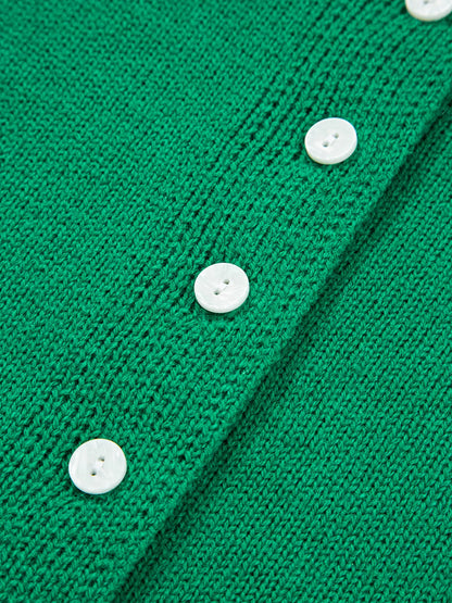 Solid Color Knit Button Drop Shoulder Sweater Cardigan