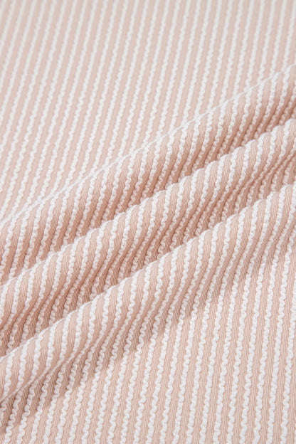 Leopard Trim Round Neck Ribbed T-Shirt