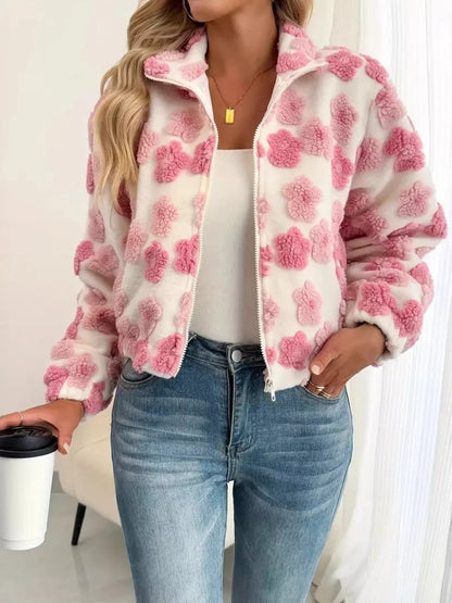 Fuzzy Fleece Zip-Up Jacket