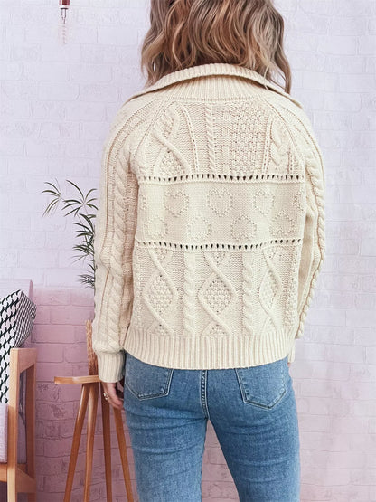 Openwork Cable Knit Button-Up Cardigan