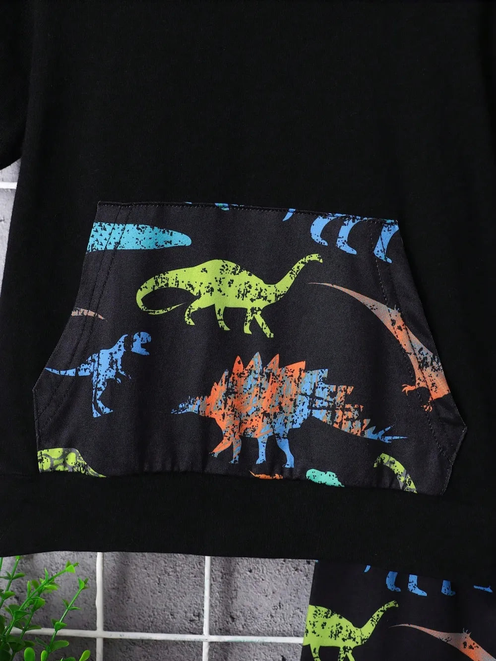 Children's Dinosaur Short Sleeve Hooded Top and Pants Set