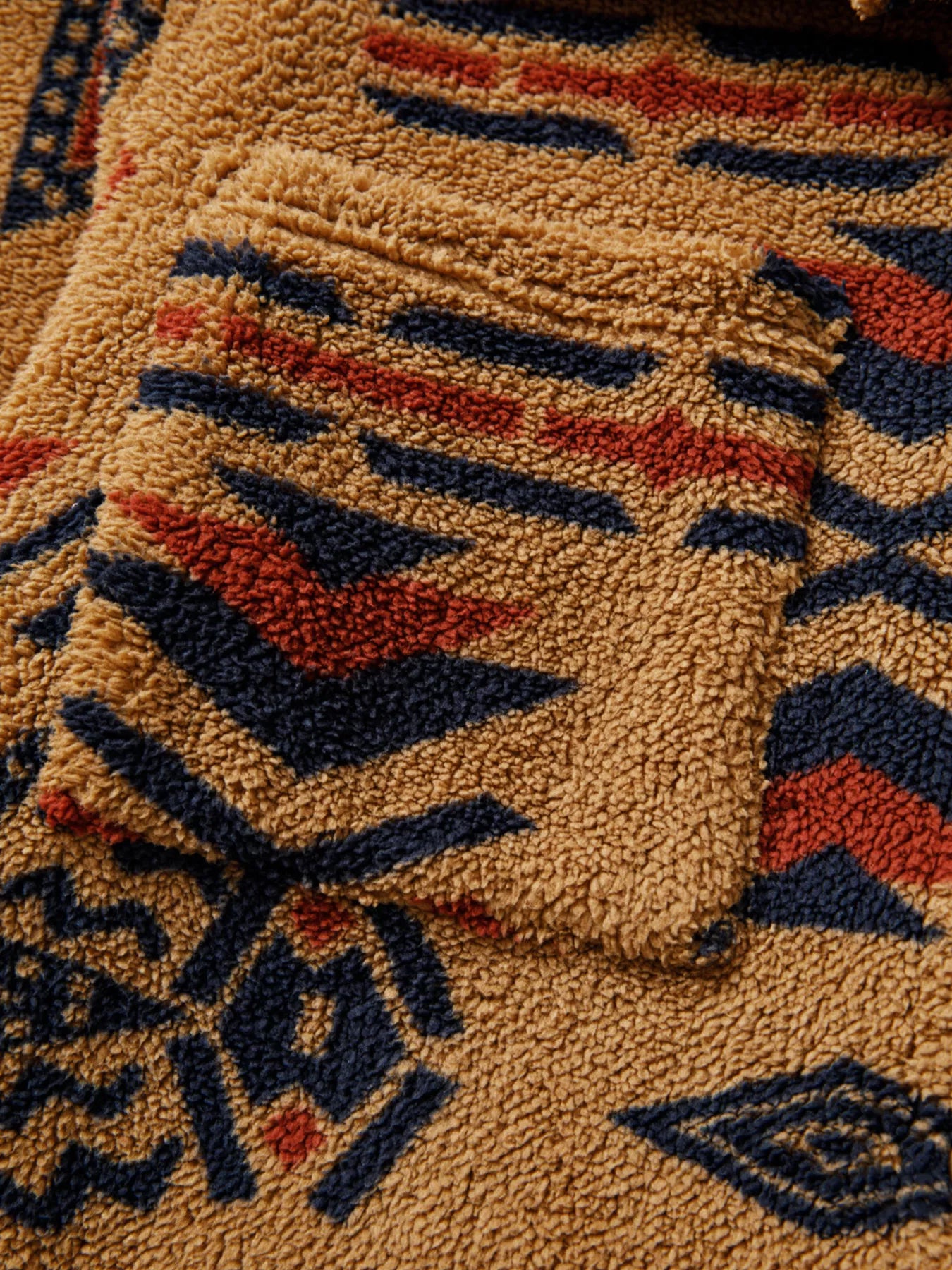 Western Aztec Pattern Fleece Button-Up Shacket