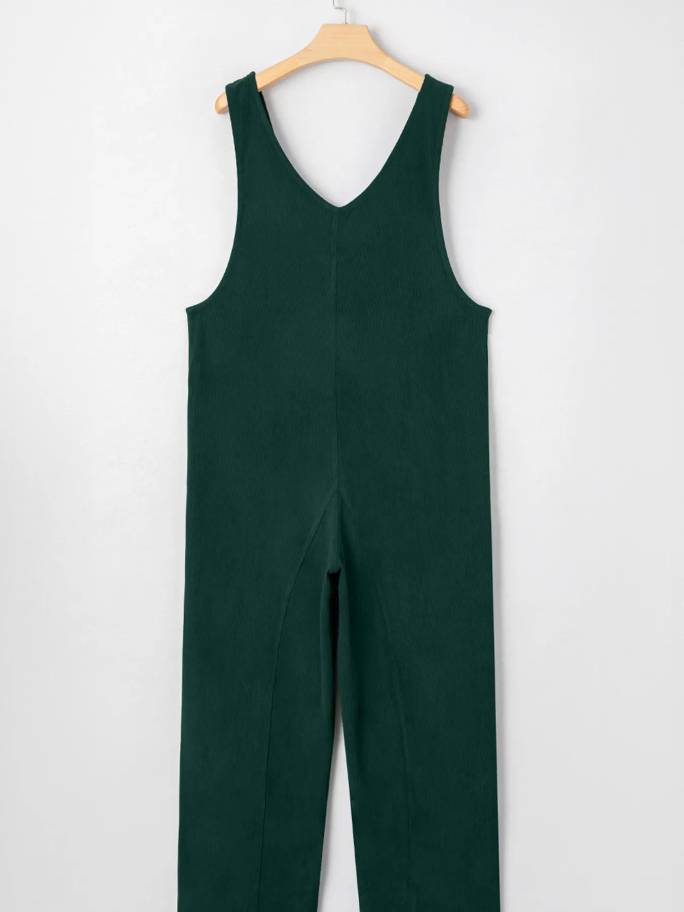 Corduroy V Neck Patched Pocket Sleeveless Jumpsuit