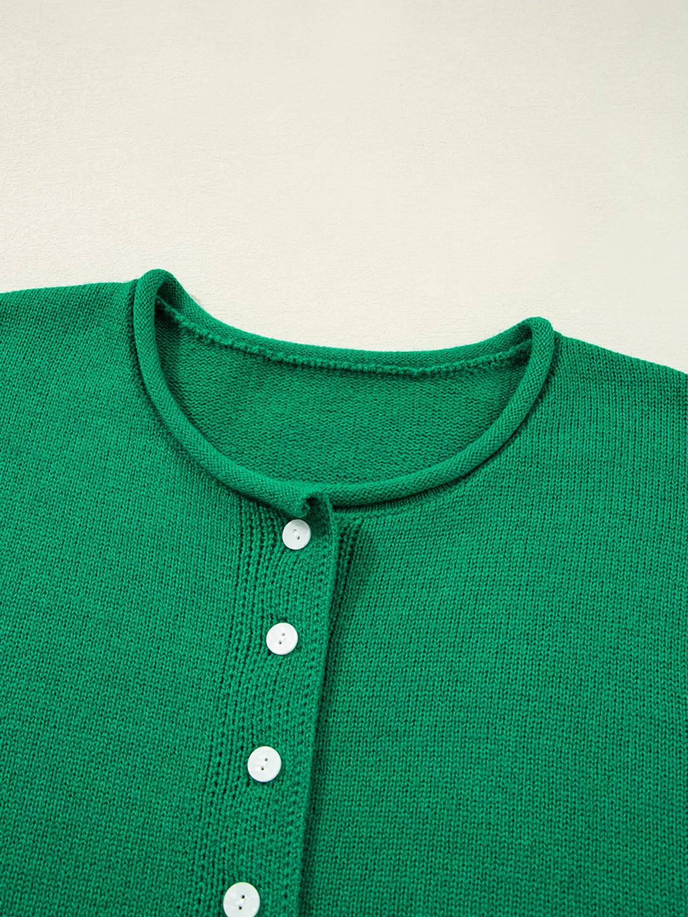 Solid Color Knit Button Drop Shoulder Sweater Cardigan