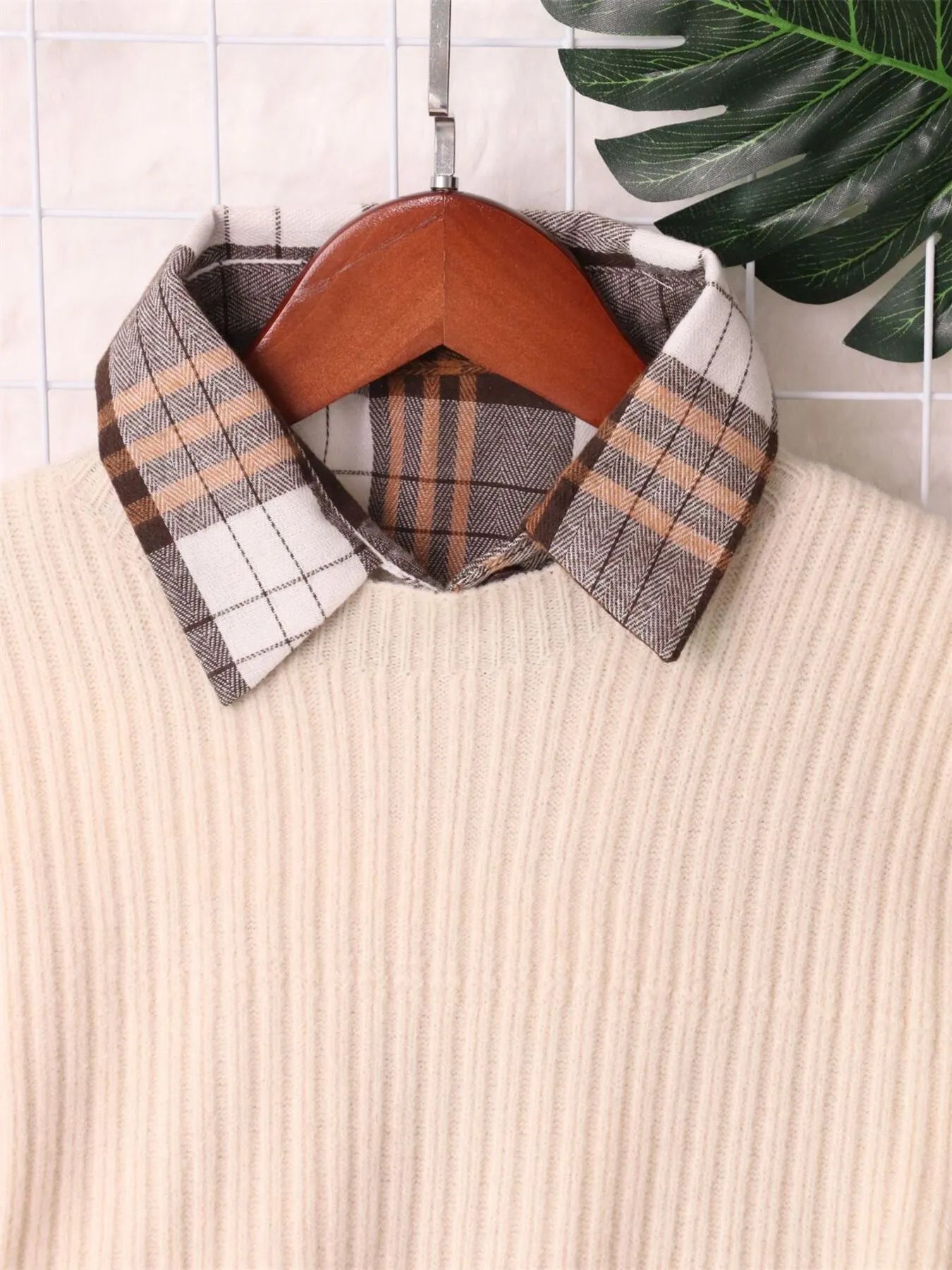 Plaid Long Sleeve Sweater Dress