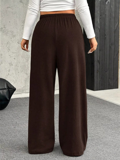 Full Size Drawstring Wide Leg Pants Plus Size