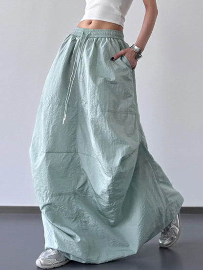Drawstring Maxi Skirt Mint Green