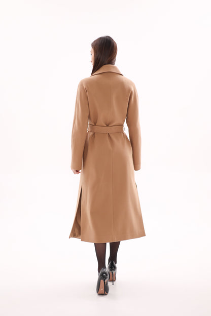 Cambridge Comfort Classic Wraparound Wool Blend Overcoat in Camel