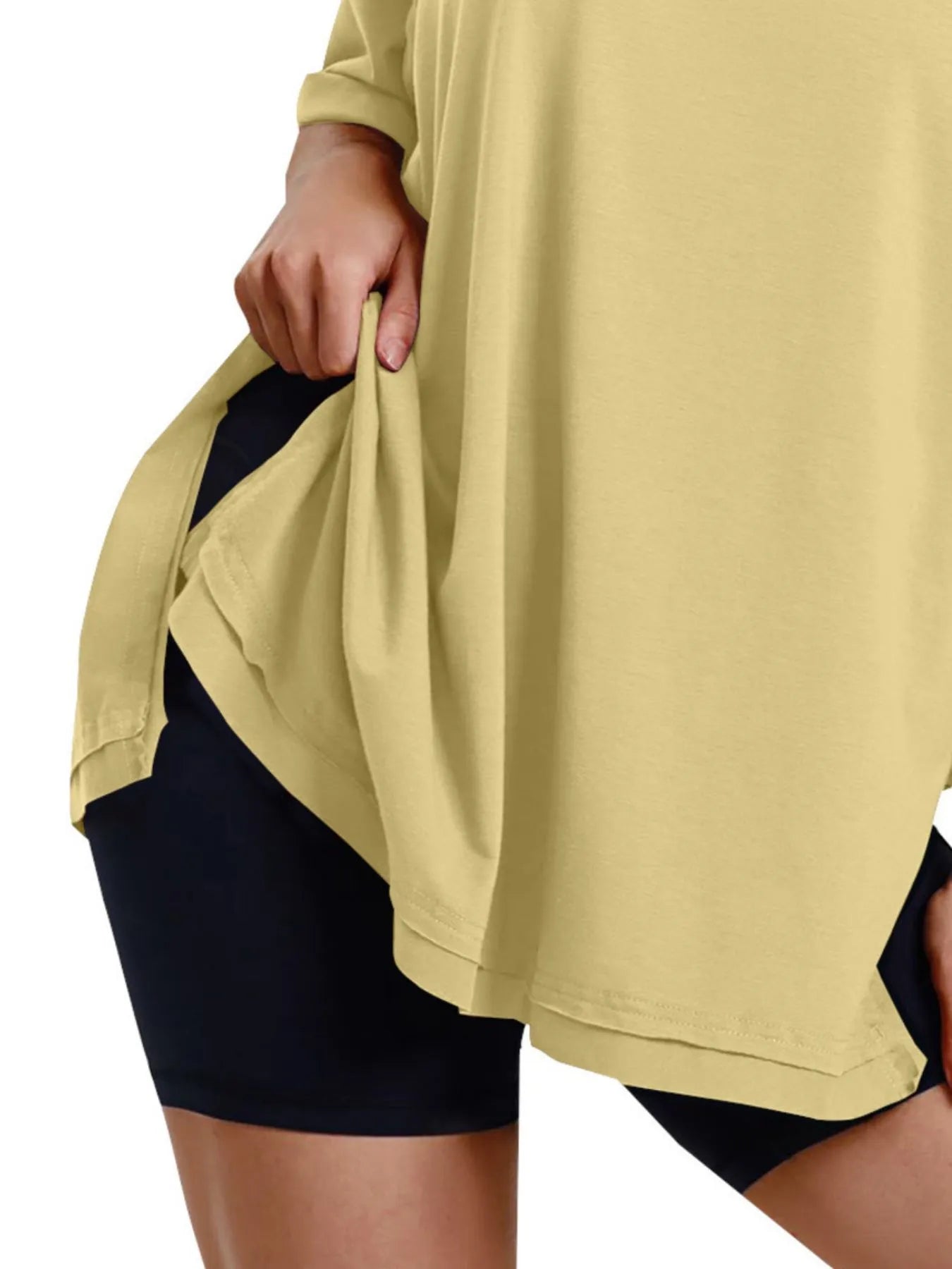 Full Size Oversized Drop Shoulder Side Slit T-Shirt Plus Size
