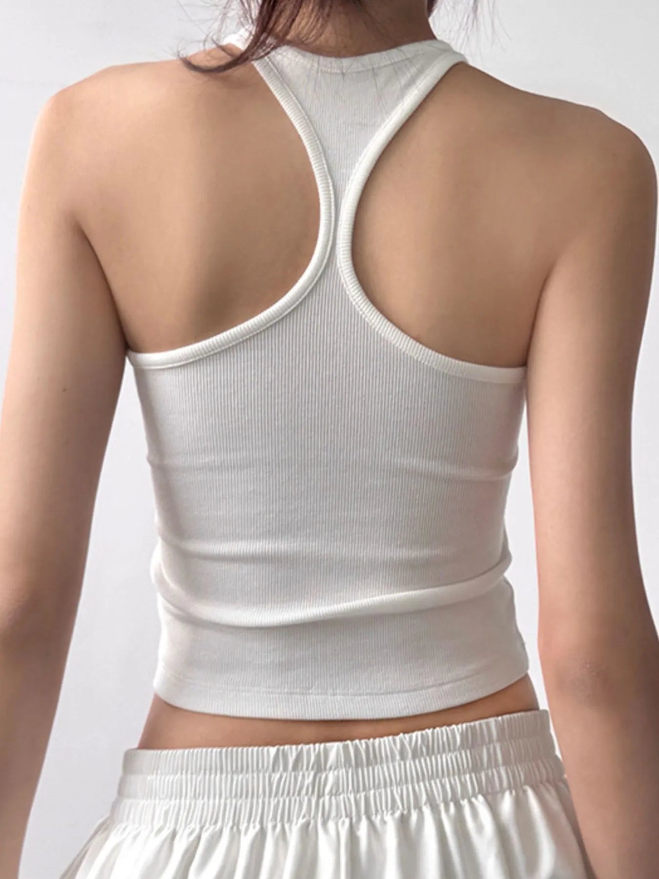 Ribbed Round Neck Crop Tank Top