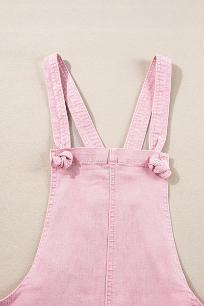 Knot Straps Denim Overalls with Pockets