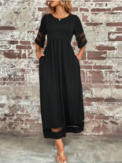Full Size Round Neck Half Sleeve Dress Plus Size