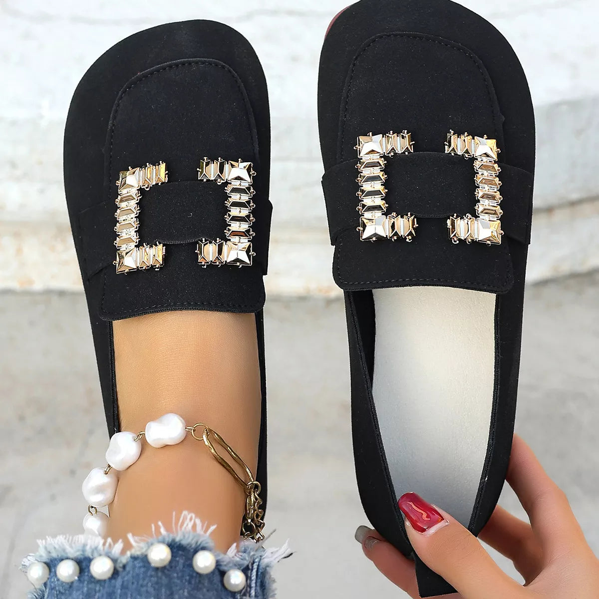 Decor Buckle Round Toe Slip-On