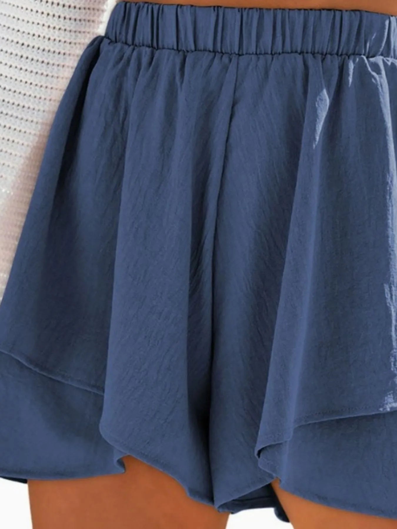 High-Waisted Elastic Waistband Layered Shorts