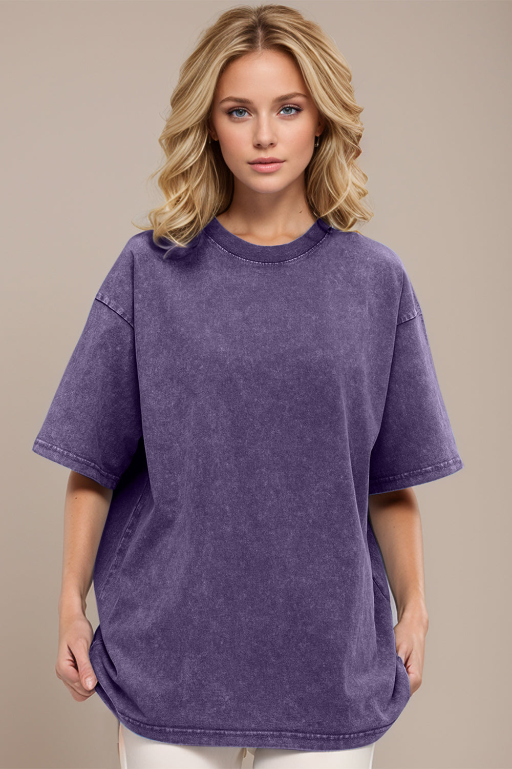 Basic Bae Round Neck Half Sleeve T-Shirt Mauve