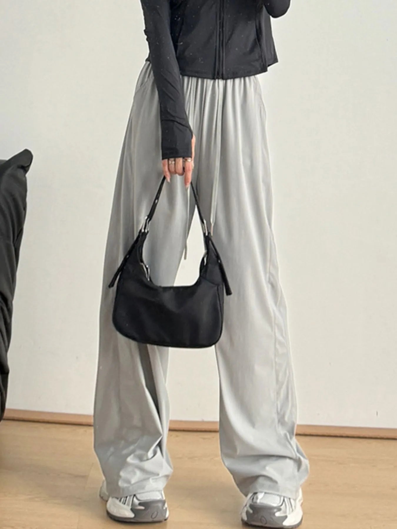 Wide-Leg Drawstring Pants