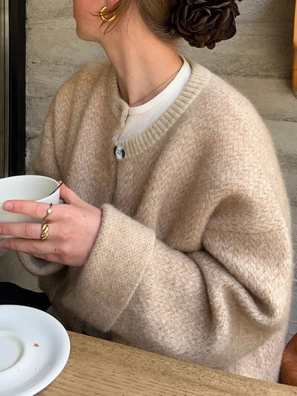 Textured Knit Button-Down Cardigan