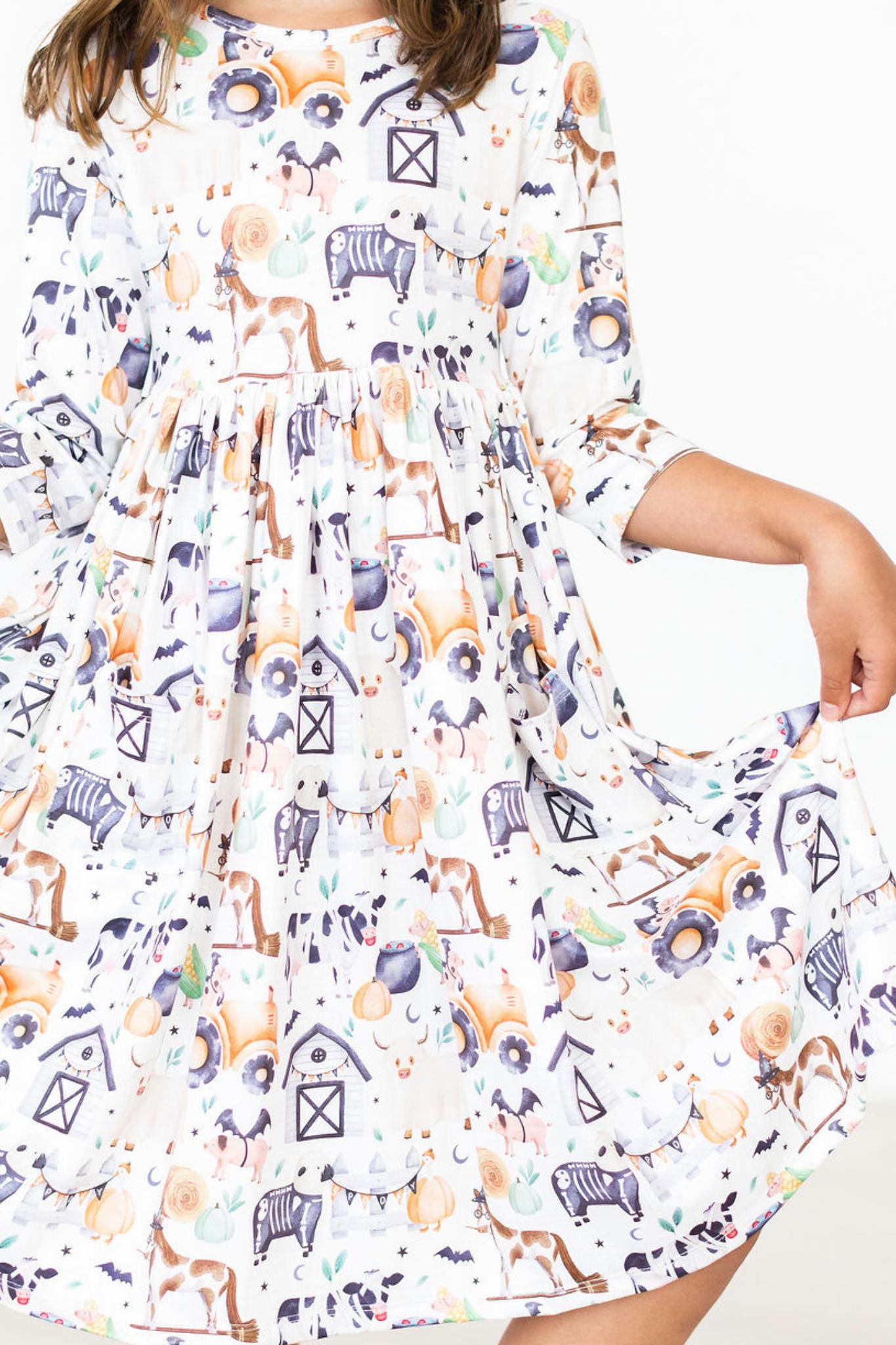 Stay Spooky 3/4 Sleeve Pocket Twirl Dress