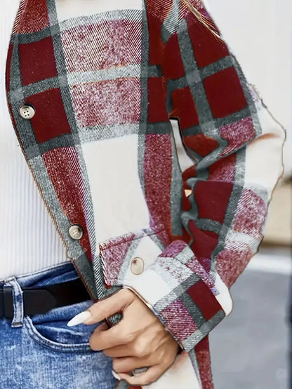 Plaid Button-Up Long Sleeve Shacket