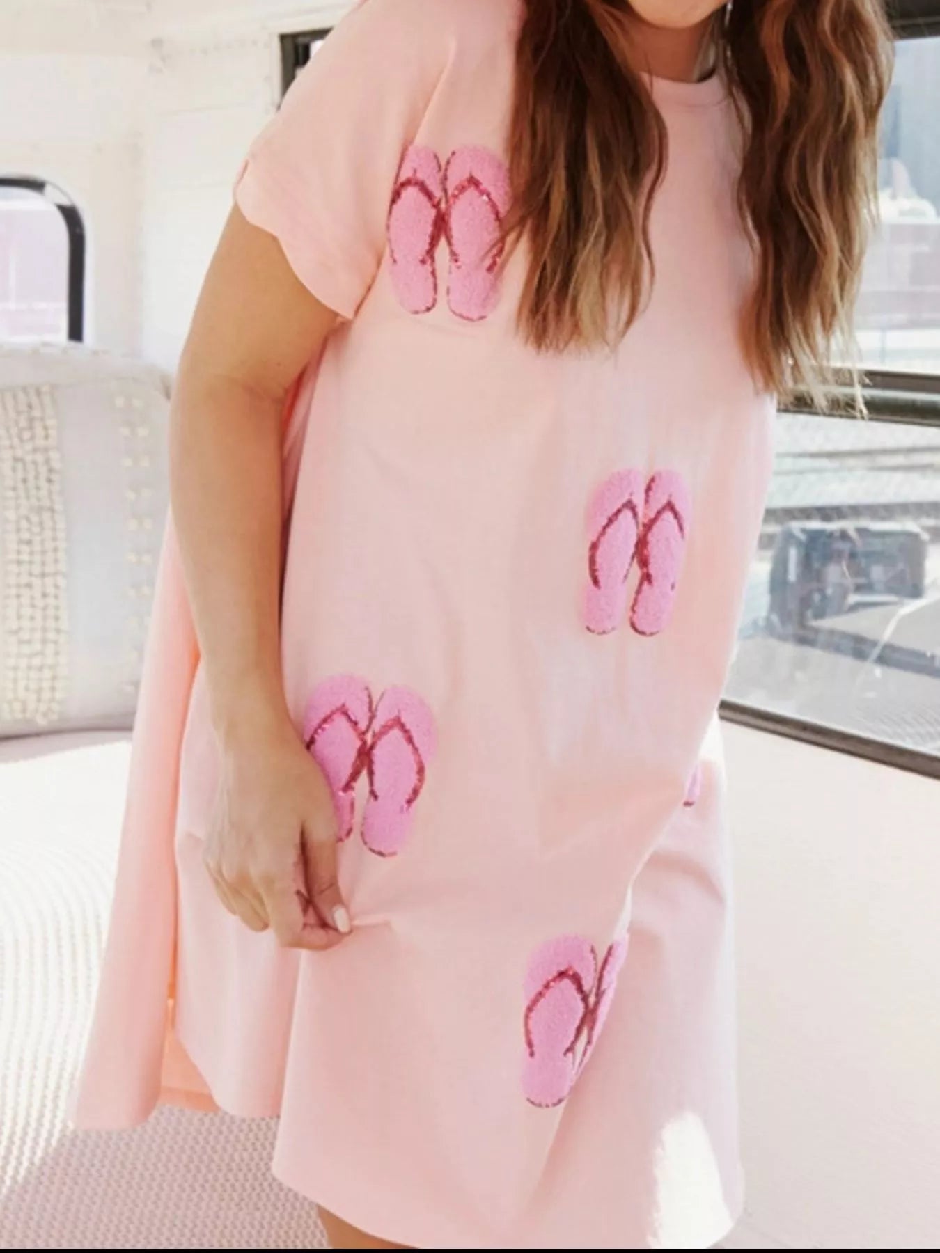 Sequin Short Sleeve Summer Tee Dress