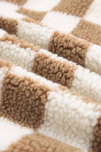 Checkered Sherpa Oversized Button Up Jacket