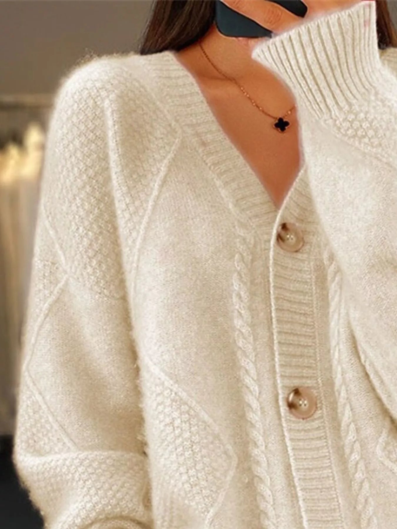 Full Size Textured Knit Button-Down Cardigan Plus Size